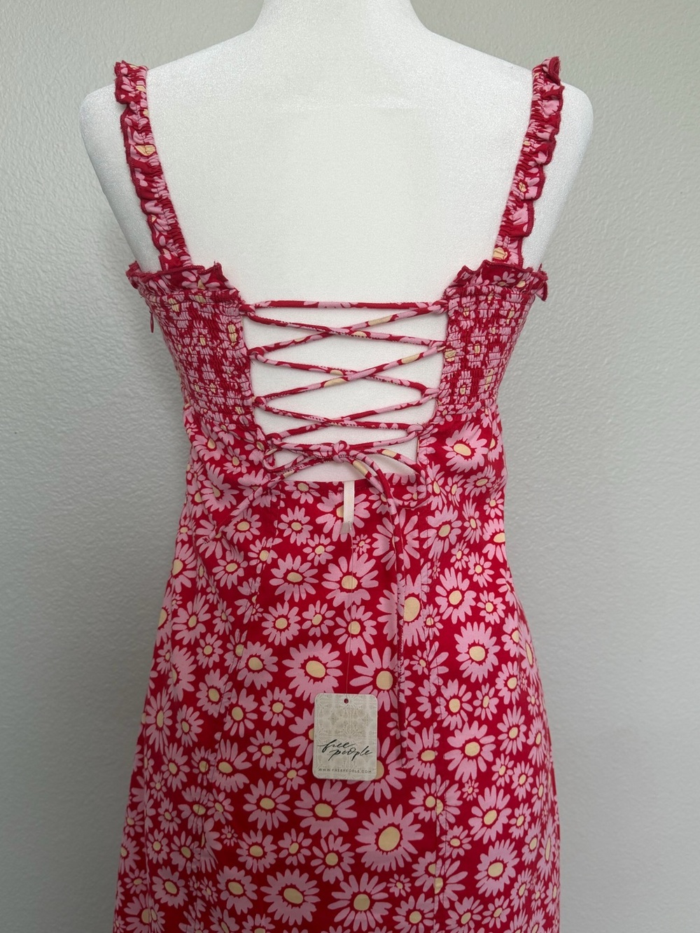 NWT Free People Lucinda Printed Midi Dress - Tomato Daisy - Size Small - Picture 5 of 8